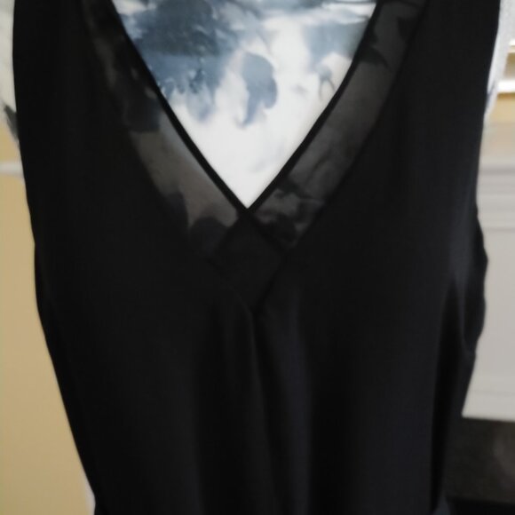 Black Chiffon V-Neck, Wide-Leg Jumpsuit, NWOT - Picture 1 of 10